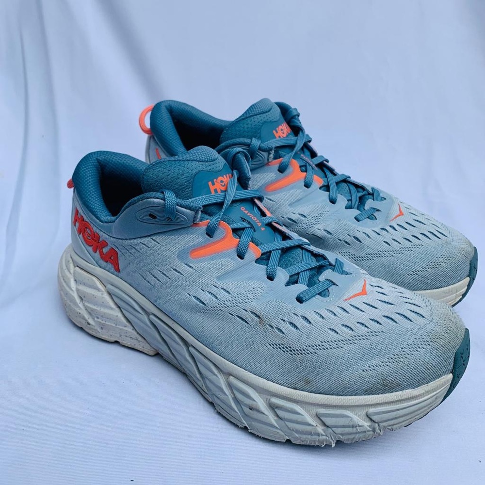 Hoka Gavitota 4 Sneakers Woman's Shoe Size 10 D Blue Tie Running Athletic Hoka
